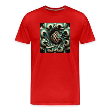 Geometrische Harmonie - Männer Premium Bio T-Shirt - Rot - Vorne - Damien (186cm)