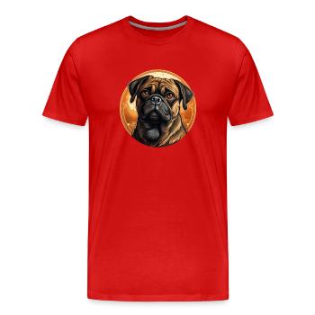 Tête de carlin fidèle - T-shirt bio Premium Homme - rouge - Devant - Damien (186cm)