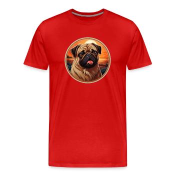 Tête de carlin fidèle - T-shirt bio Premium Homme - rouge - Devant - Damien (186cm)