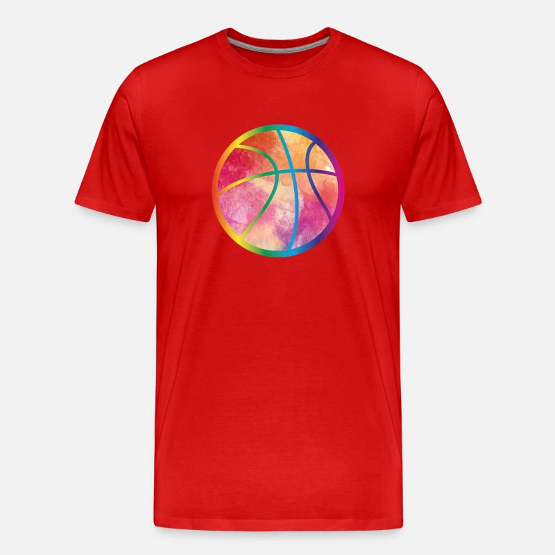 Basketball Aquarell - Männer Premium Bio T-Shirt - Rot