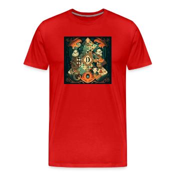 Vintage Wunderland - Männer Premium Bio T-Shirt - Rot - Vorne - Damien (186cm)