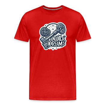 Déverrouiller les rêves - Illustration clé - T-shirt bio Premium Homme - rouge - Devant - Damien (186cm)