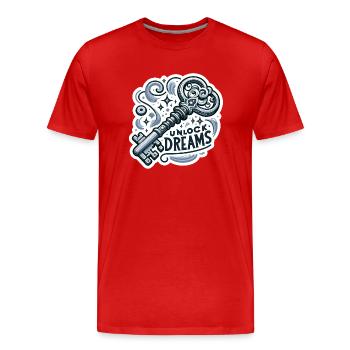 Déverrouiller les rêves - Illustration clé - T-shirt bio Premium Homme - rouge - Devant - Damien (186cm)
