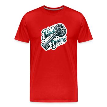 Déverrouiller les rêves - Illustration clé - T-shirt bio Premium Homme - rouge - Devant - Damien (186cm)