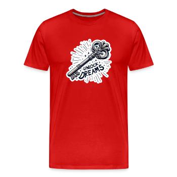 Déverrouiller les rêves - Illustration clé - T-shirt bio Premium Homme - rouge - Devant - Damien (186cm)