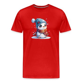 Schneemann für Kinder - Männer Premium Bio T-Shirt - Rot - Vorne - Damien (186cm)
