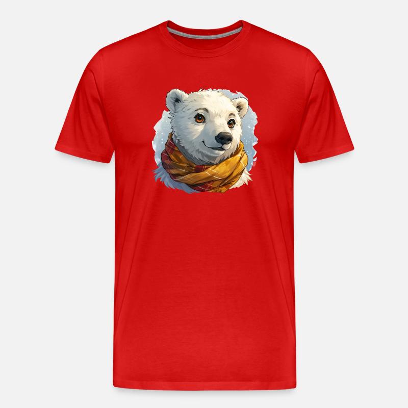 Eisbär mit Schal - Männer Premium Bio T-Shirt - Rot