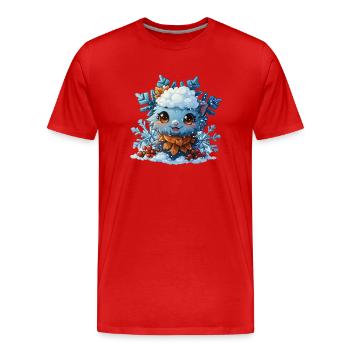 Schneeflocke für Kinder - Männer Premium Bio T-Shirt - Rot - Vorne - Damien (186cm)