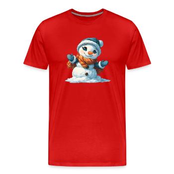 Bonhomme de neige pour les enfants - T-shirt bio Premium Homme - rouge - Devant - Damien (186cm)