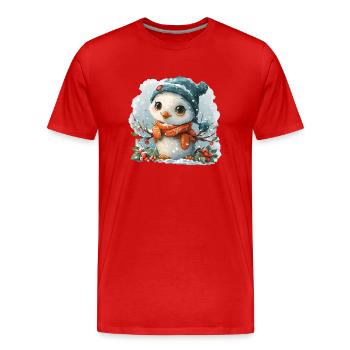 Bonhomme de neige pour enfants en forme de poussin - T-shirt bio Premium Homme - rouge - Devant - Damien (186cm)