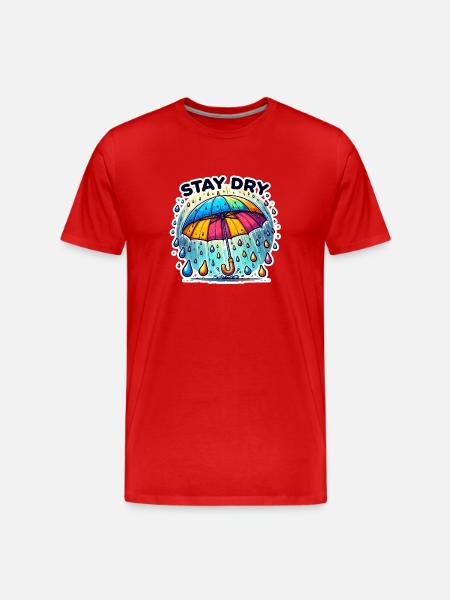 Stay Dry - Umbrella Illustration - Men's Premium Organic T-Shirt - red