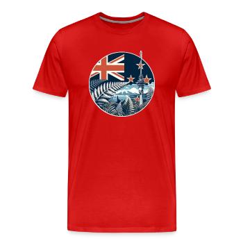 Nouvelle-Zélande Aotearoa Kiwi 19 - T-shirt bio Premium Homme - rouge - Devant - Damien (186cm)