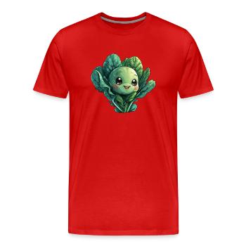 Cabbage happy comic style - Men's Premium Organic T-Shirt - red - Front - Damien (186cm)