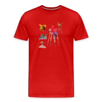 Véhicules spatiaux abstraits - T-shirt bio Premium Homme - rouge - Devant - Damien (186cm)