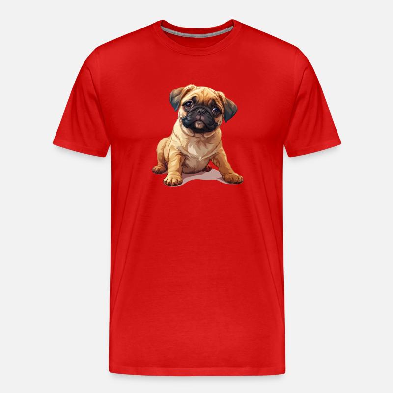 Mops Welpen sitzend - Männer Premium Bio T-Shirt - Rot