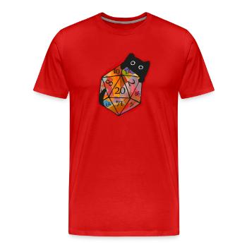 Süße Katze versteckt sich hinter 20 Würfel - Männer Premium Bio T-Shirt - Rot - Vorne - Damien (186cm)