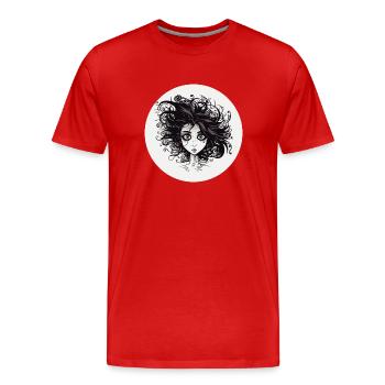 Frau - Männer Premium Bio T-Shirt - Rot - Vorne - Damien (186cm)