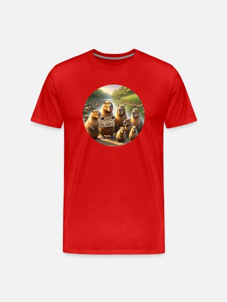 Famille Capybara - T-shirt bio Premium Homme - rouge