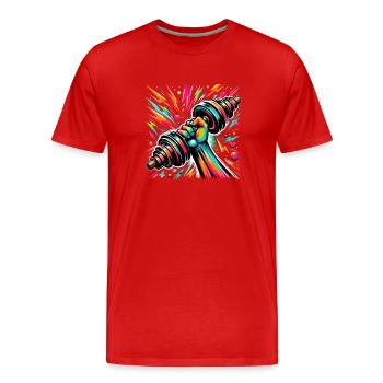 Galaktischer Energie-Blaster: Sci-Fi Kunst - Männer Premium Bio T-Shirt - Rot - Vorne - Damien (186cm)