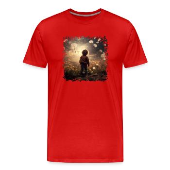L’insouciance de l’enfance - T-shirt bio Premium Homme - rouge - Devant - Damien (186cm)