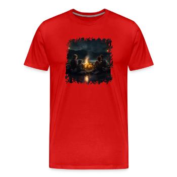 Wenn Kinder um ein Lagerfeuer sitzen - Männer Premium Bio T-Shirt - Rot - Vorne - Damien (186cm)