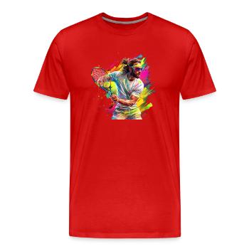 Tennis is a popular sport - Men's Premium Organic T-Shirt - red - Front - Damien (186cm)