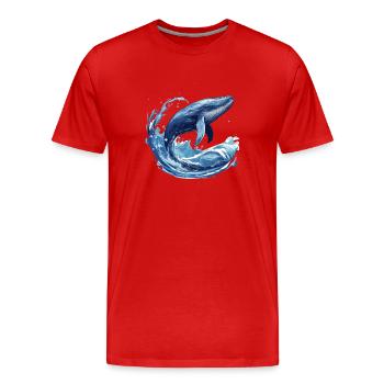 Baleine bleue - T-shirt bio Premium Homme - rouge - Devant - Damien (186cm)