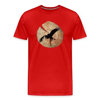 Tree Disc with Flying Milan Silhouette🦅 - Men's Premium Organic T-Shirt - red - Front - Damien (186cm)