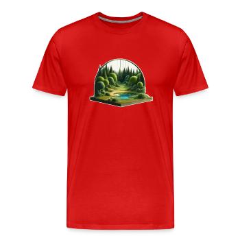 Landscape - Illustration - Men's Premium Organic T-Shirt - red - Front - Damien (186cm)