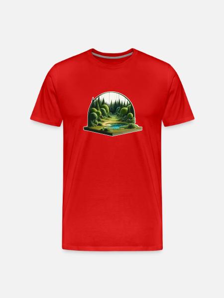 Landschaft - Illustration - Männer Premium Bio T-Shirt - Rot