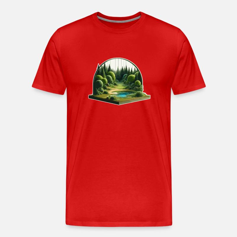 Landschaft - Illustration - Männer Premium Bio T-Shirt - Rot