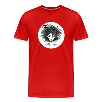 Frau wilde Frisur - Männer Premium Bio T-Shirt - Rot - Vorne - Damien (186cm)