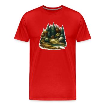 Landscape - Illustration - Men's Premium Organic T-Shirt - red - Front - Damien (186cm)
