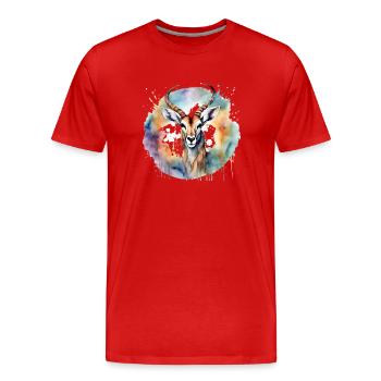Power Animal Antelope - Men's Premium Organic T-Shirt - red - Front - Damien (186cm)