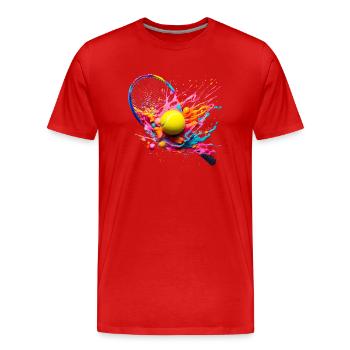 Ein Tennisspiel besteht aus mehreren Sätzen - Männer Premium Bio T-Shirt - Rot - Vorne - Damien (186cm)