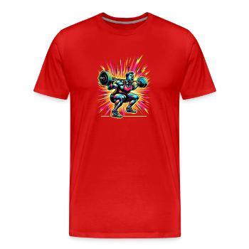 Explosion de puissance : les haltérophiles en action - T-shirt bio Premium Homme - rouge - Devant - Damien (186cm)