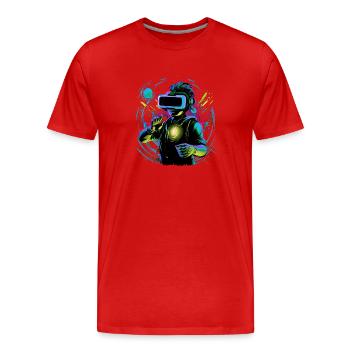Cybernetic VR Adventure: Immersive Experience - Men's Premium Organic T-Shirt - red - Front - Damien (186cm)
