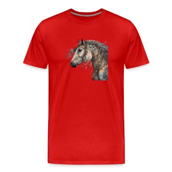Cheval Chamanique Power Animal - T-shirt bio Premium Homme - rouge - Devant - Damien (186cm)
