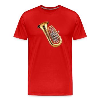 Die Tuba ist ein tiefes Blechblasinstrument - Männer Premium Bio T-Shirt - Rot - Vorne - Damien (186cm)