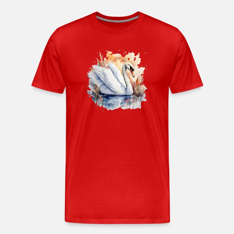 Krafttier Schwan - Männer Premium Bio T-Shirt - Rot