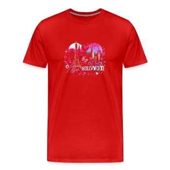 Paris romantique Hollywood – Art magique de la ville - T-shirt bio Premium Homme - rouge - Devant - Damien (186cm)