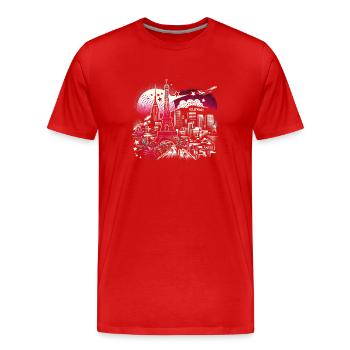 Paris romantique Hollywood – Art magique de la ville - T-shirt bio Premium Homme - rouge - Devant - Damien (186cm)