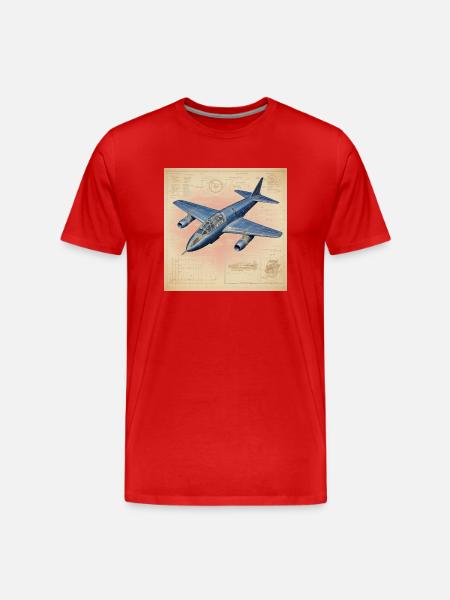 Blueprint of a jet plane - Men's Premium Organic T-Shirt - red