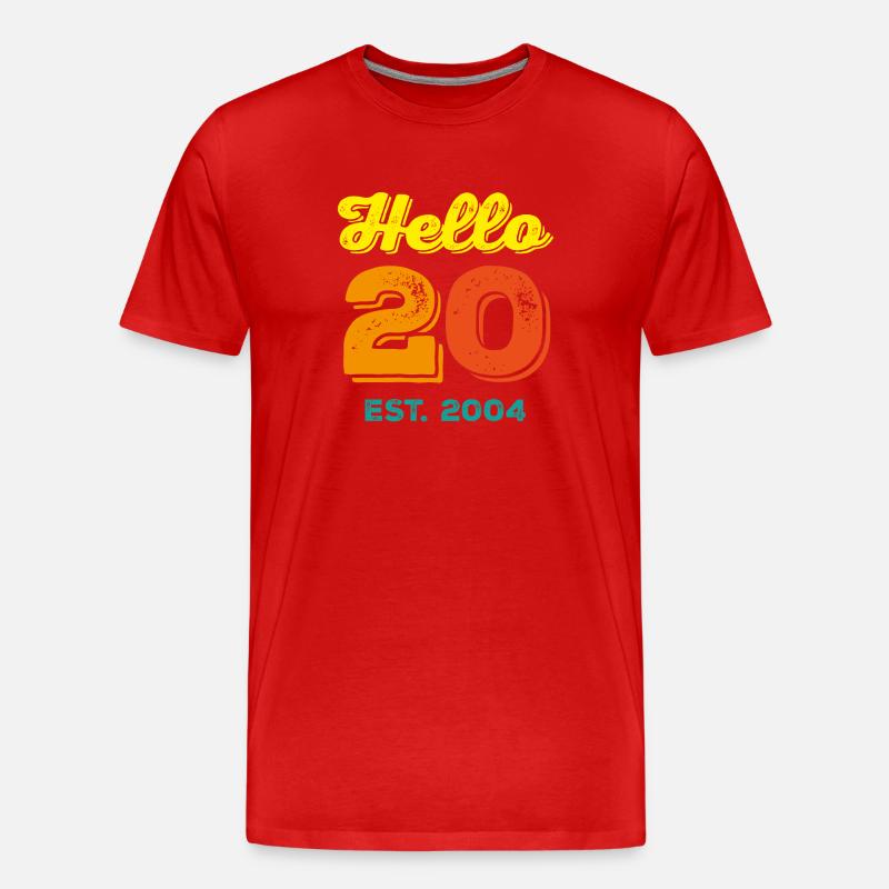 Hello 20 Est. 2004 - Männer Premium Bio T-Shirt - Rot