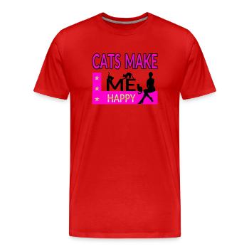 Chat - T-shirt bio Premium Homme - rouge - Devant - Damien (186cm)