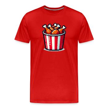 Pixel Art - Bucket of fried chicken - Men's Premium Organic T-Shirt - red - Front - Damien (186cm)