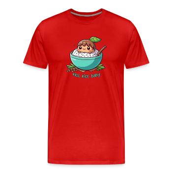 Rice Rice Baby! - Men's Premium Organic T-Shirt - red - Front - Damien (186cm)