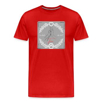 Das beste Team der Welt! / Pfote & Hand - Männer Premium Bio T-Shirt - Rot - Vorne - Damien (186cm)
