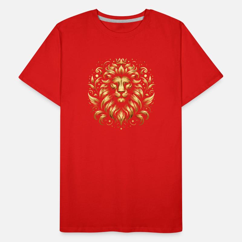 Lion Head Gold Patterns Men's Premium Organic T-Shirt