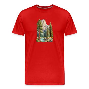 Wunder schöne Berglandschaft - Männer Premium Bio T-Shirt - Rot - Vorne - Damien (186cm)